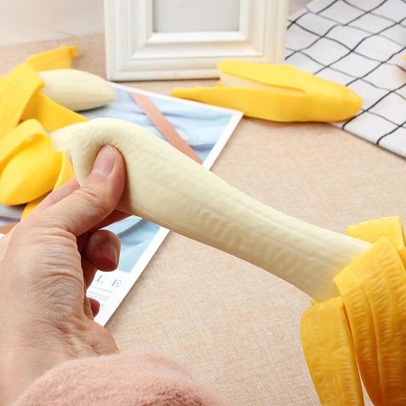 Realistic Banana Stretchable Peel Toy Slow Rising Sensory Toy Stress Relief For Kids Adults Home Office Relax Use