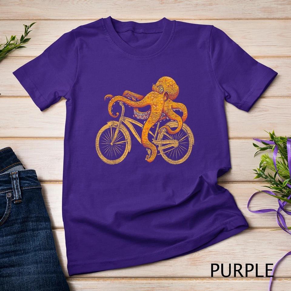 Octopus Riding Bicycle Octopus T-Shirt Unisex T-shirt 3 S