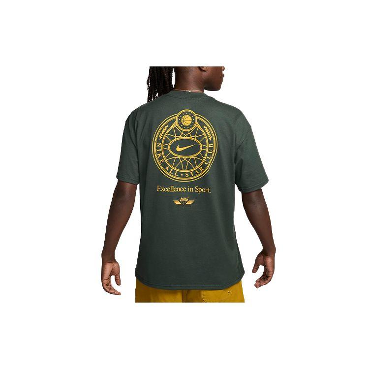 Nike Air Max 90 Letter Embroidery Casual Pullover Short Sleeve T-Shirt Men Tops Midnight-Green HF4475-341