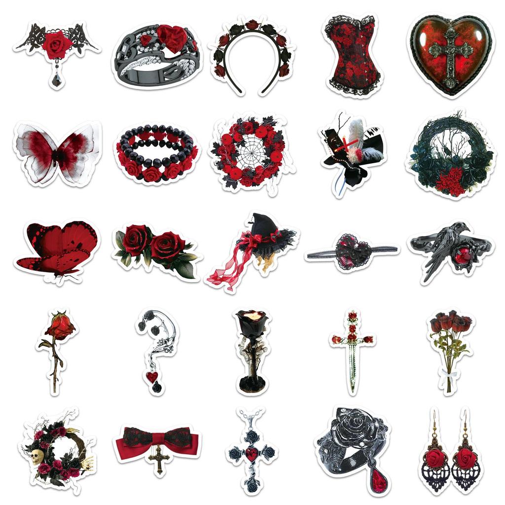 50 Sheets Rose Gothic Trendy Cartoon Style Stickers for Refrigerator & Suitcase