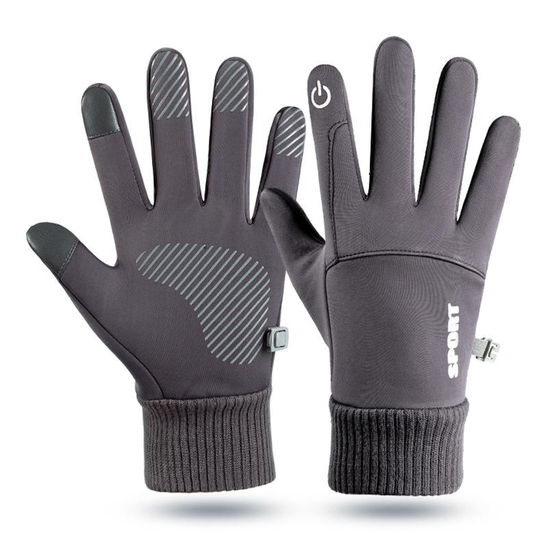 Schwarze Winter-warme volle Finger, wasserdicht, Radfahren, Outdoor-Sport, Laufen, Motorrad, Ski, Touchscreen, Fleece-Handschuhe
