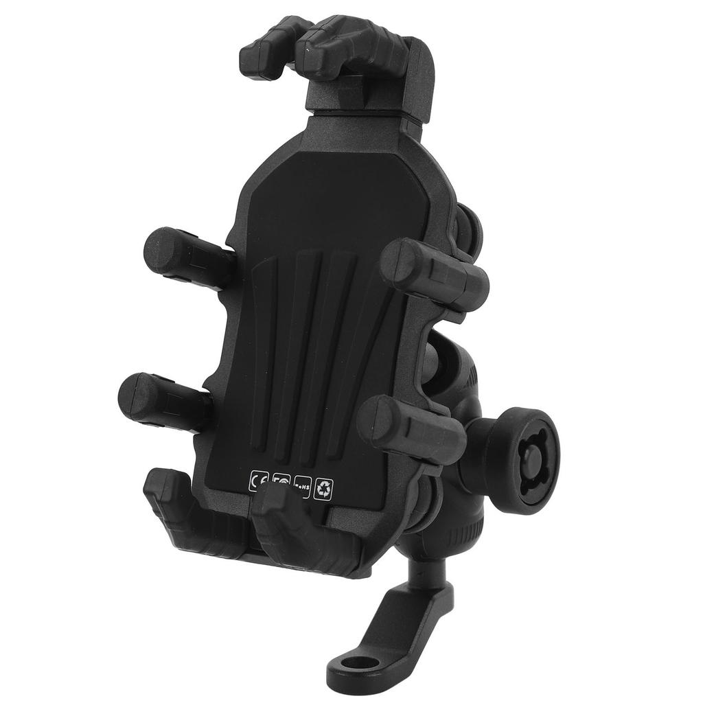 Motorcycle Phone Mount with Safety Lock Shock Absorption 360 Degree Rotation Adjustable Rearview Mirror Phone Holder