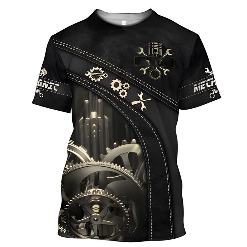 New European and American trend T-shirt, casual ethnic style tribe D printing short-sleeved men's outdoor top