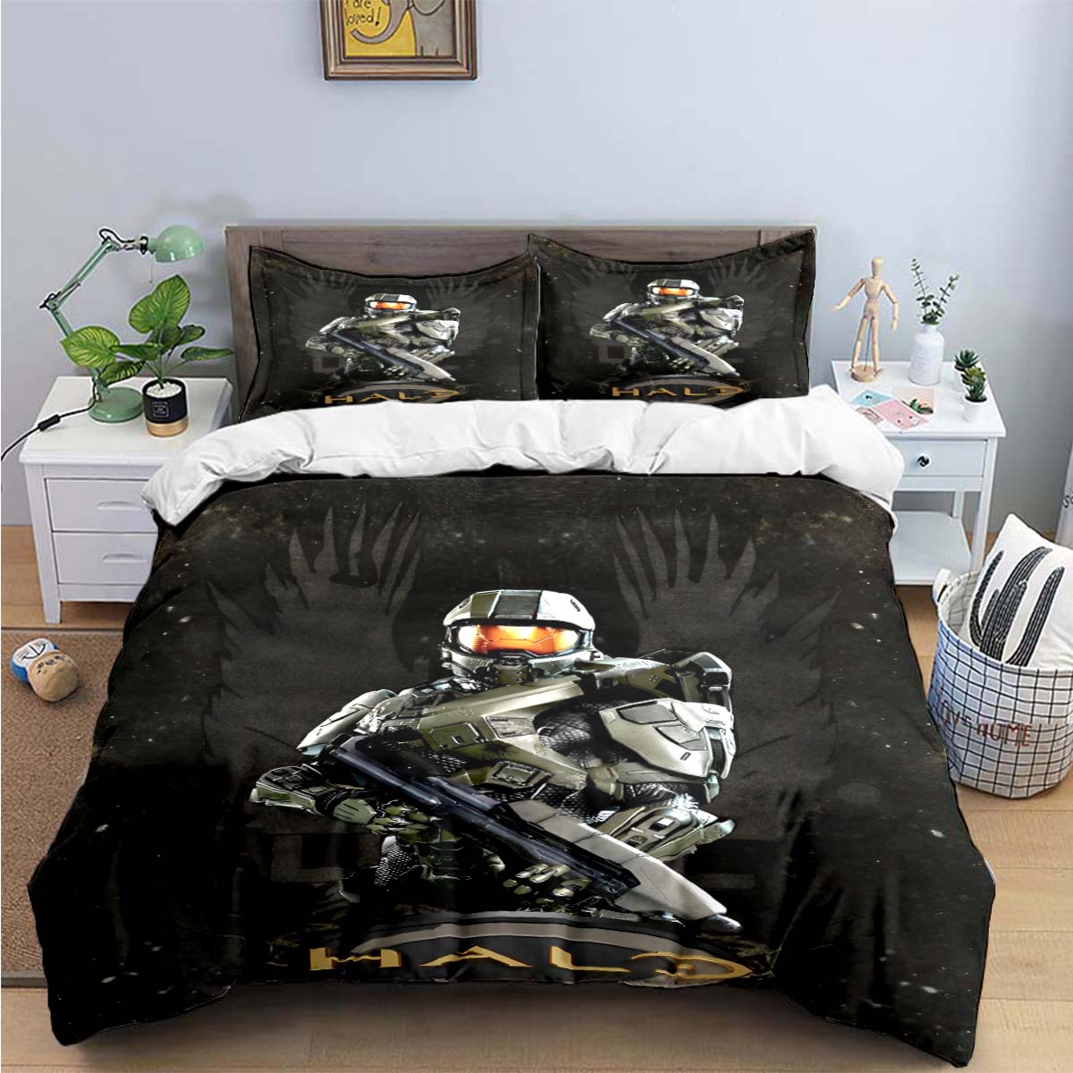 

Game H-Halo 2 Xbox Mechwarrior Print Bedding Sets Bed Supplies Set Duvet Cover Bed Comforter Set Bedding Set Luxury Gift US Full(200*230cm)3pcs