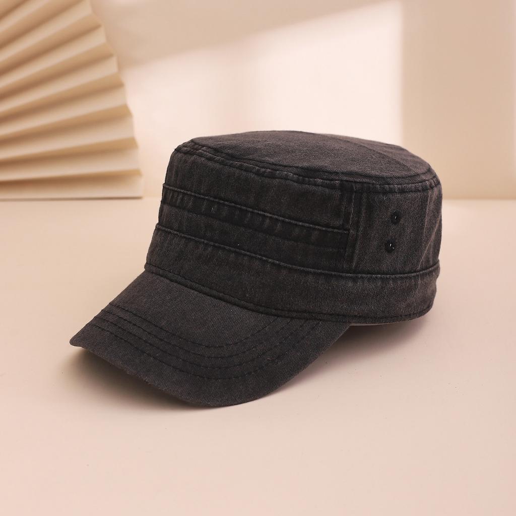 Korean-style solid-color washed and aged smooth flat top baseball cap, casual and versatile workwear-style sunshade baseball cap