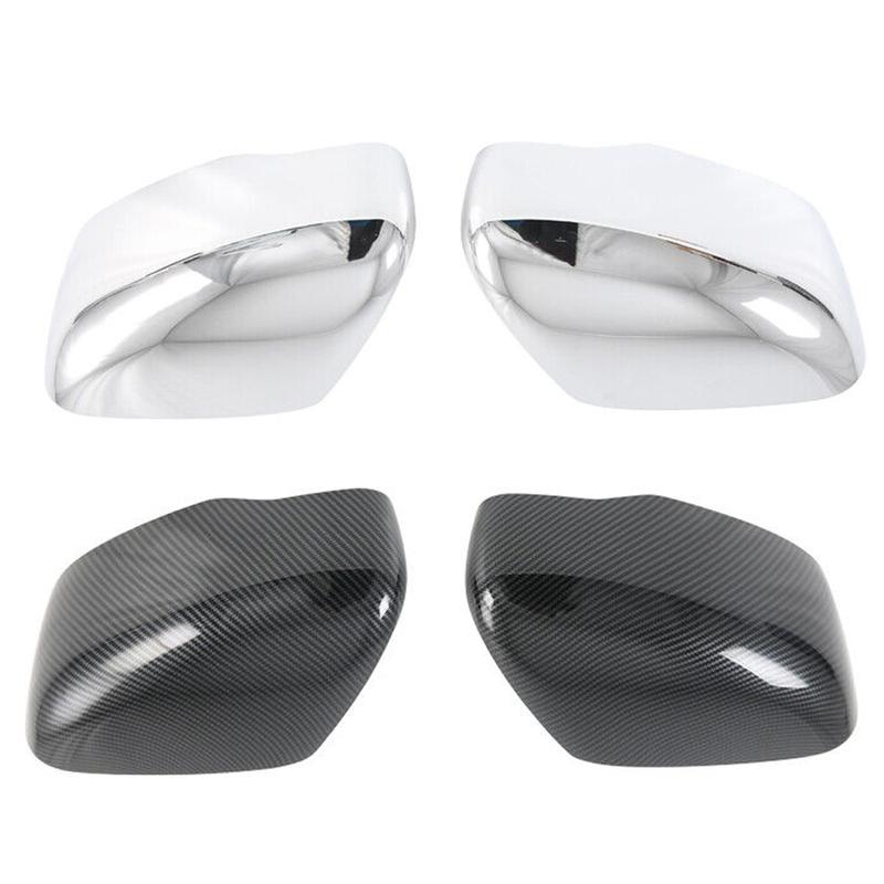 2Pcs Car Rear View Side Mirror Cover Trim Carbon Fiber/Chrome Left Right For Nissan Navara NP300 2017 2018 Accessories