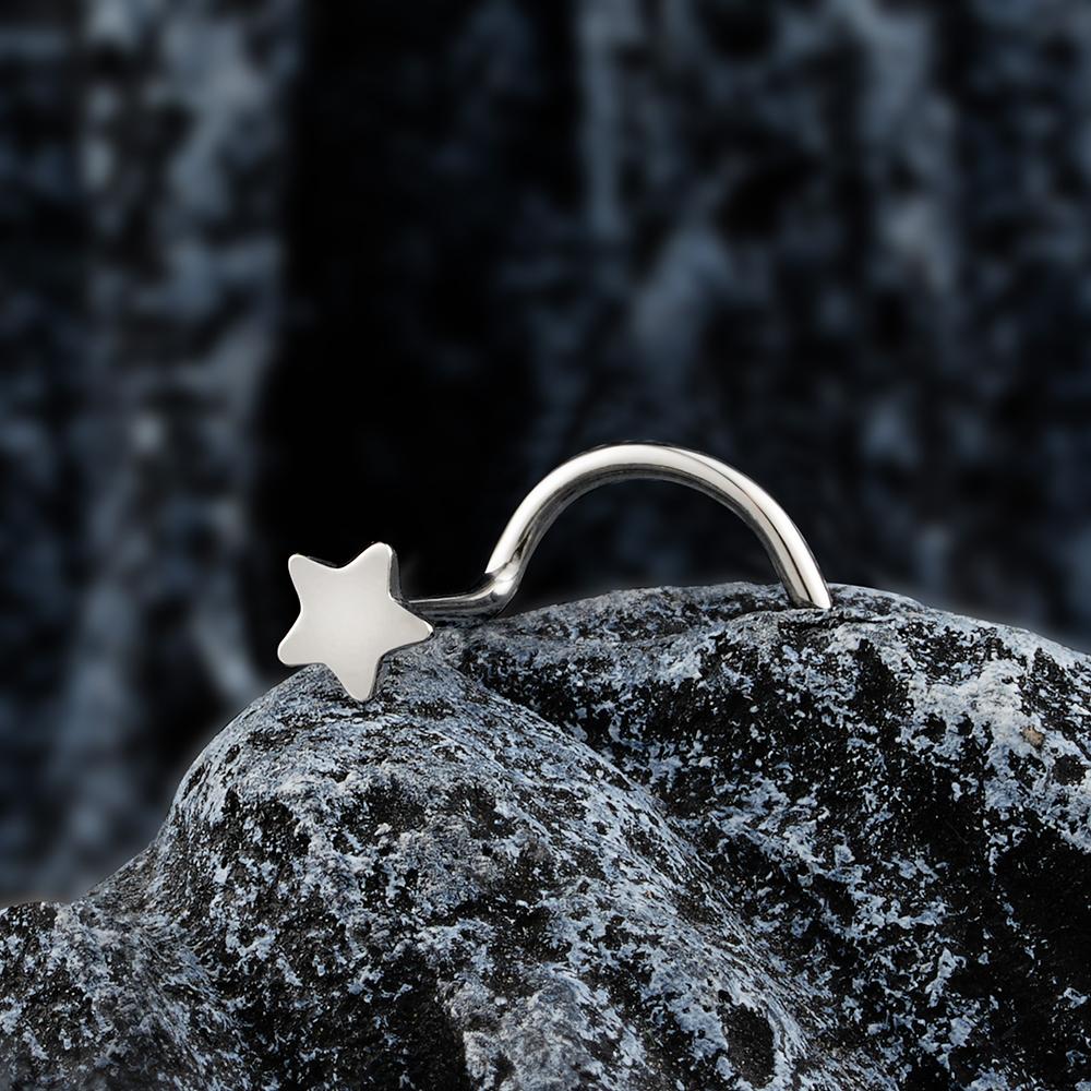 Right Grand ASTM F136 Titanium 20G Nose Stud Ring Hypoallergenic CZ/Ball/Heart/Star Corkscrew Nose Nostril Body Piercing Jewelry