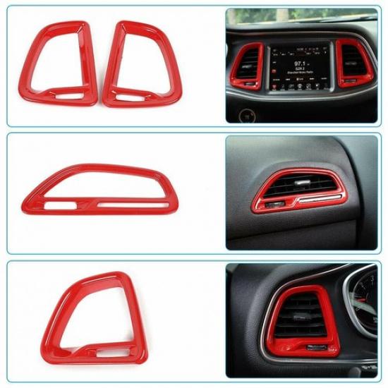 4PCS Center Console Air Condition Outlet Vent Trim for Dodge Challenger 2015+