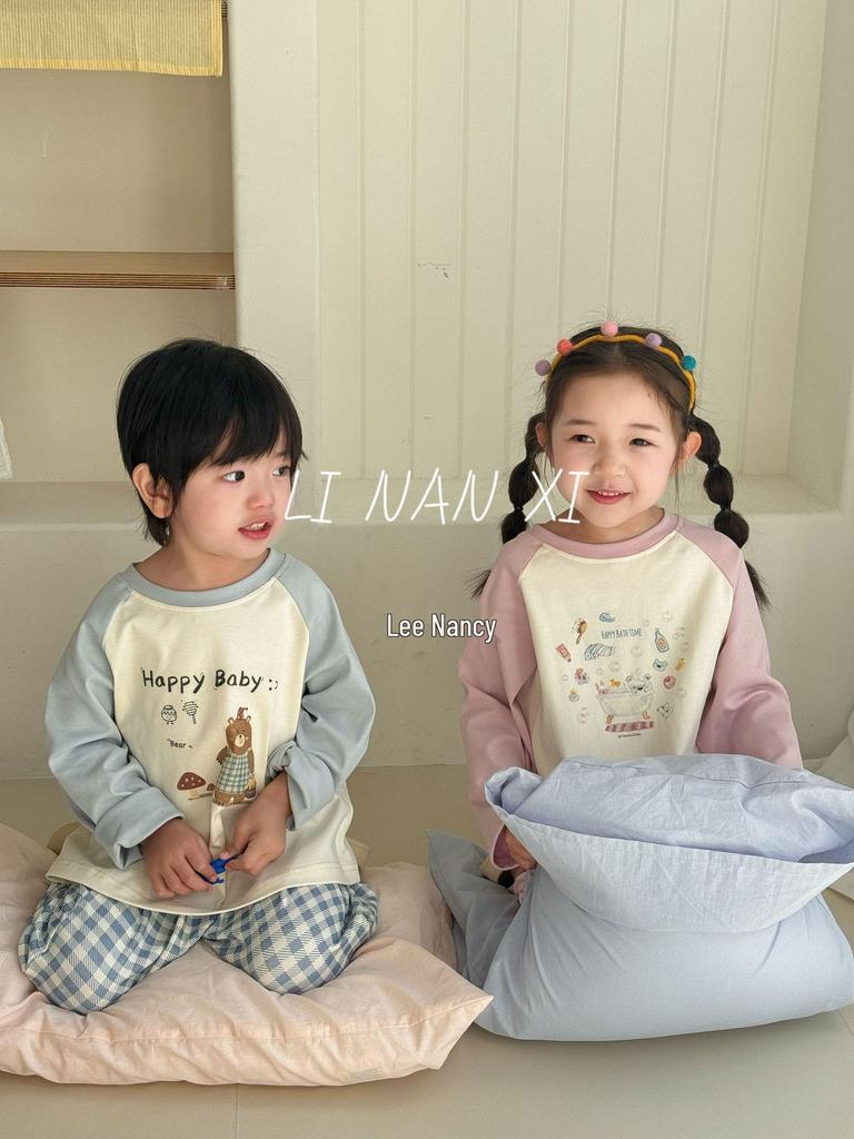 Children's Cartoon Raglan Sleeve Pajama Set - Spring 2025