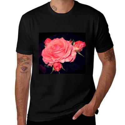 Night Gardening Rose Burst Tshirt Basic Simple Casual Short Sleeve Tee
