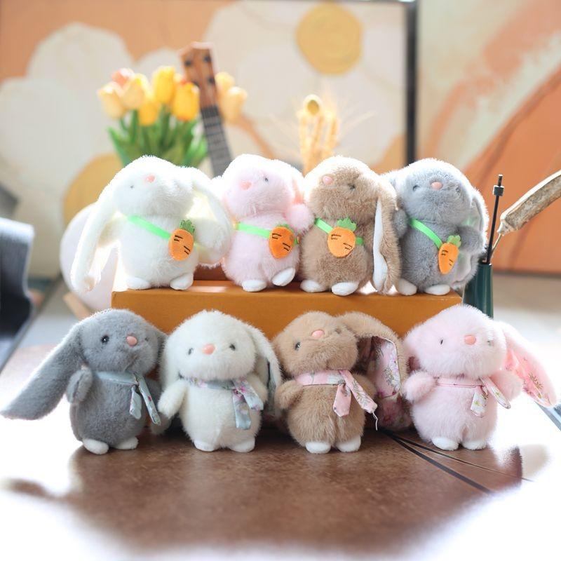 Plush Rabbit Keychain Backpack Charm Toy With Scarf Stuffed Gift For Kids