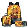One Piece Anime Backpack 3Pcs Set Cartoon School Backpack Crossbody Bag Pencil Case Student Schoolbag Travel Backpack Gift