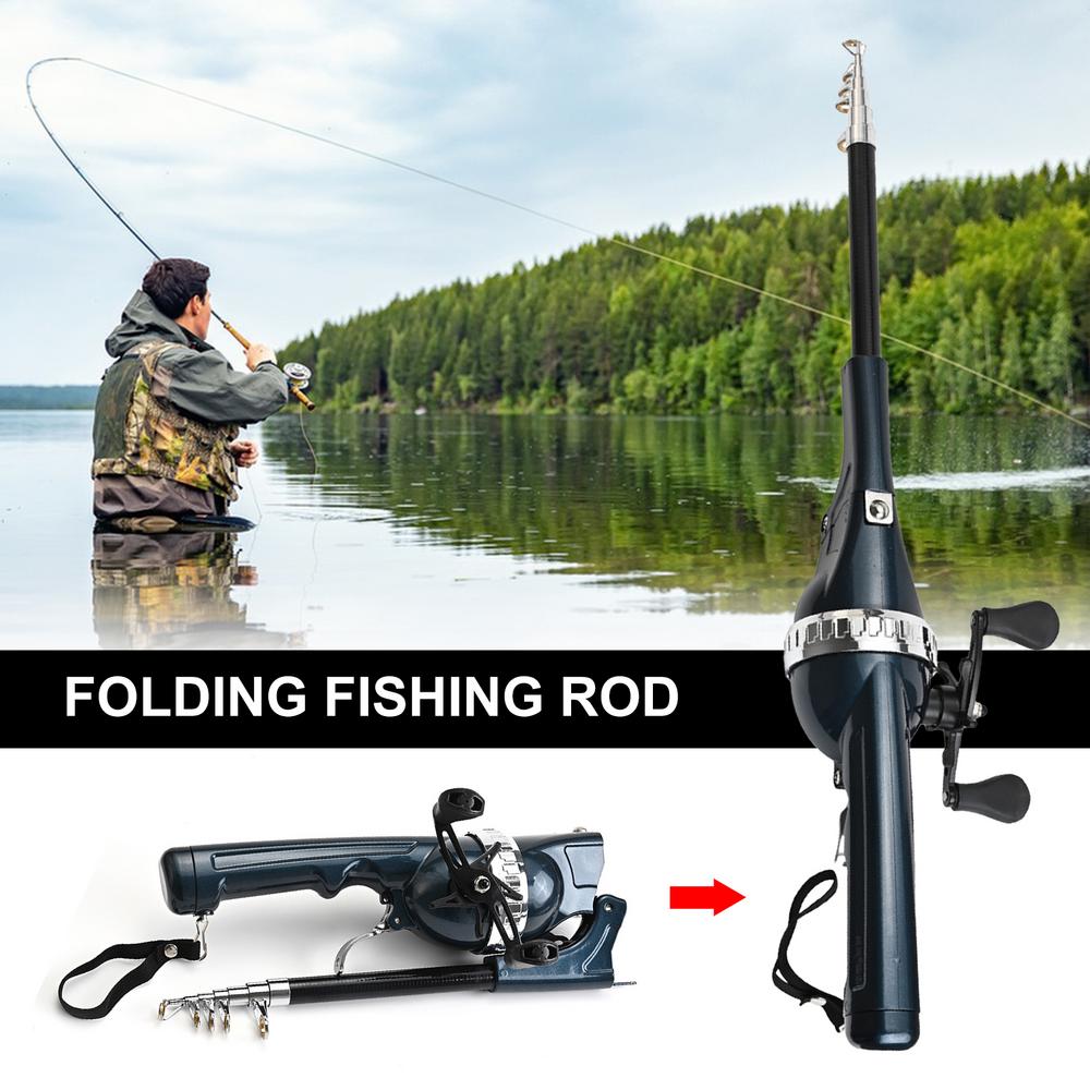Folding Fishing Rod Ultra Short Fishing Pole Section Collapsible Fishing Pole Travel Fishing Rod Double Rocker Rods