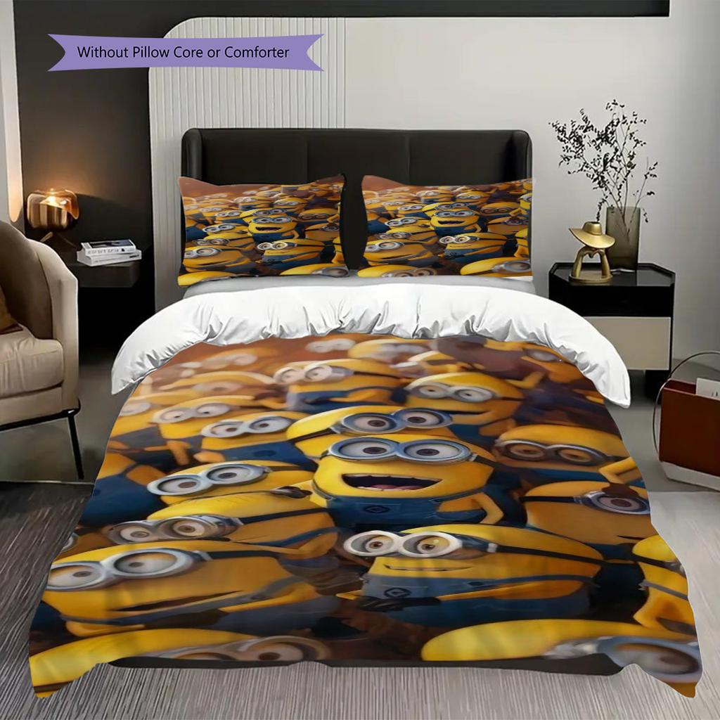 Despicable Minions Wallpapers Threepiece Set 1 Duvet Cover 2 Pillowcase Without Core Duvet Cover And Pillowcase Christmas Birthday Gift