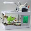 Fish Tank Mini Aquarium Beta Self Cleaning With LED Light LCD Display Screen And Clock Fish Tank For Office Home Decoration