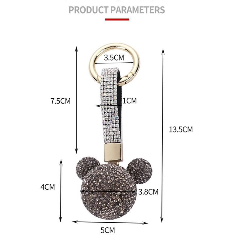 High Quality Rhinestone KeyChain Pendant Mickey Head Keychains Claw Bling Crystal Ball Key Chain Car Accessories Fashion Jewelry
