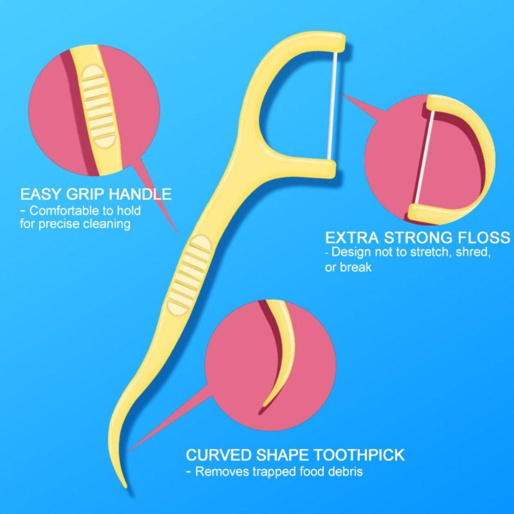 Portable Dental Floss Stick 50 Sticks/Box Teeth Cleaning Tool Fruit Flavored Floss  Oral Care