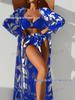 Women's High Waist Bikini 3-Piece Set with Long Shirt - European & American Style 2025 Swimwear