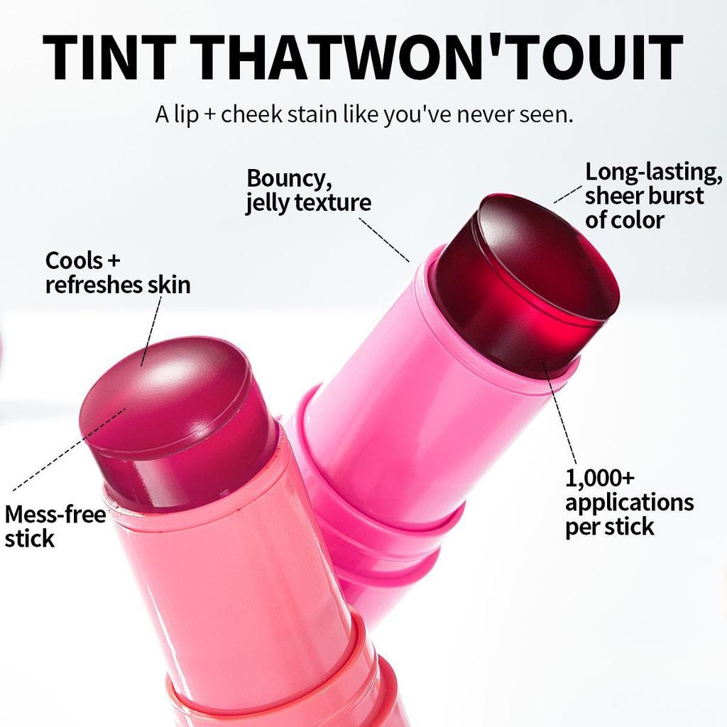 Jelly Blush Stick: Moisturizing Shimmer, Natural Contouring, Dual-use for Lips and Cheeks, Long-lasting Makeup, Highlight Rouge Cream