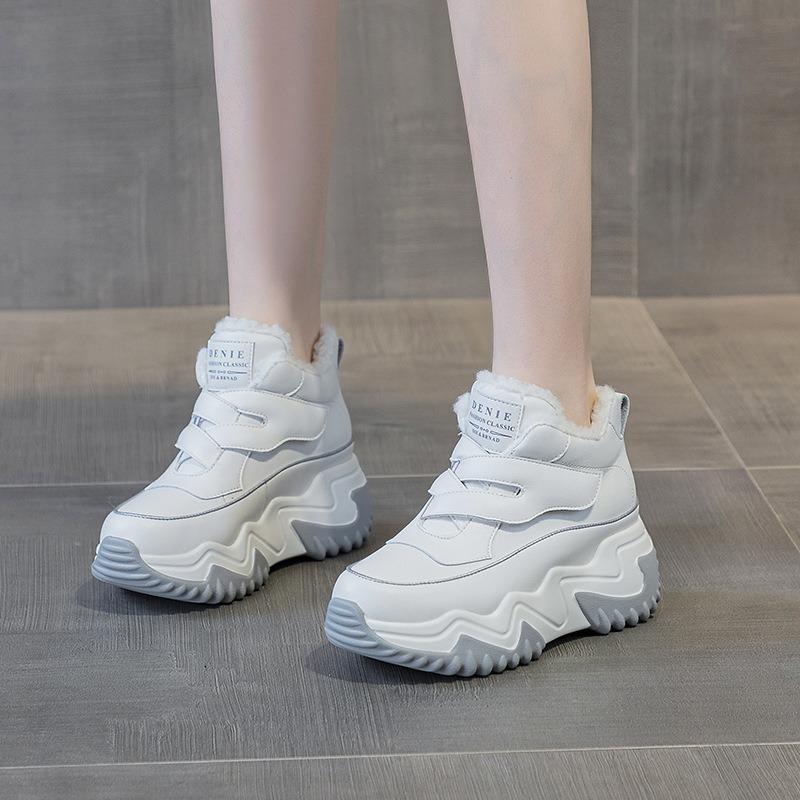 985 Leather Women's Shoes Autumn and Winter New Muffin Thick Sole Inner Height Increase Sports and Leisure Shoes Old