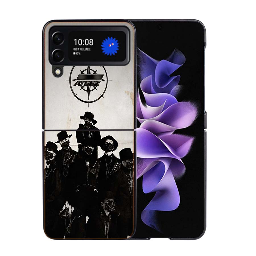 K-KPOP A-ATEEZ Coque Case For Samsung Galaxy Z Flip 7 6 Flip4 Flip5 Zflip3 Black Hard PC Phone Shell Protective Cover