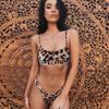 Ladies split swimsuit sexy leopard print bikini gather bikini