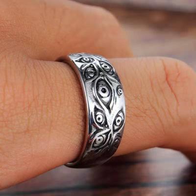 Anello retrò da uomo Anello da motociclista per feste motociclistiche Stile punk gotico Anello occhio di Dio Anello malocchio Anello cool Gioielli hip-hop Accessori moda