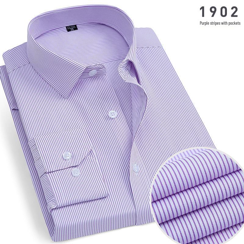 Men's Blue & White Striped Long-Sleeve Shirt - Spring/Summer Professional & Trendy Business Casual Wear