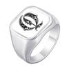 Engrave Custom A-Z Initial Picture Rings for Men, Stainless Steel Male Signet Ring, High Polished Finger Jewelry Gift Father Day