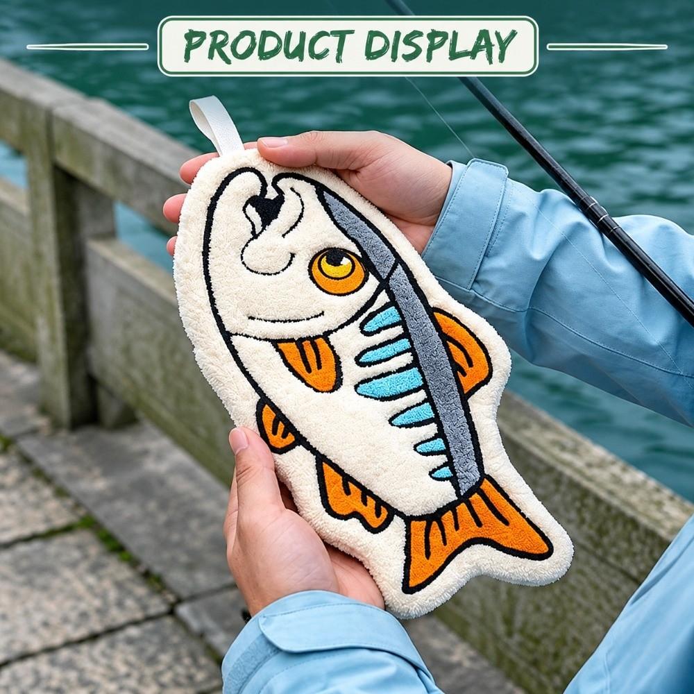 Hanging Lure Fishing Wipe Cloth Absorbent Fish Shaped Towel Fishing Hand Towel Outdoor,Kitchen Etc