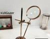 Brass Adjustable Magnifying Glass: Desktop Decor, 4X Lens