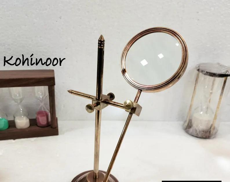 Brass Adjustable Magnifying Glass: Desktop Decor, 4X Lens