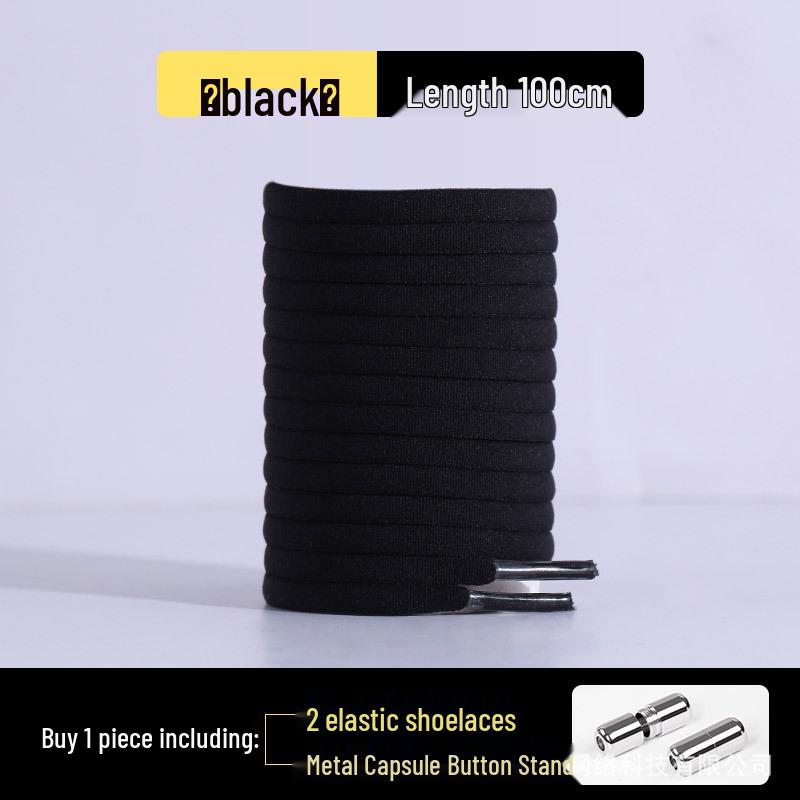 Elastic No-Tie Half-Round Shoelaces for Kids & Adults - Black & White