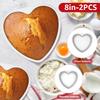 2Pcs 8 Inch Aluminum Heart Cake Bakeware Removable or Fixed Bottom Cake Die for Aluminum Alloy Baking Cake Mold Pan Nonstick
