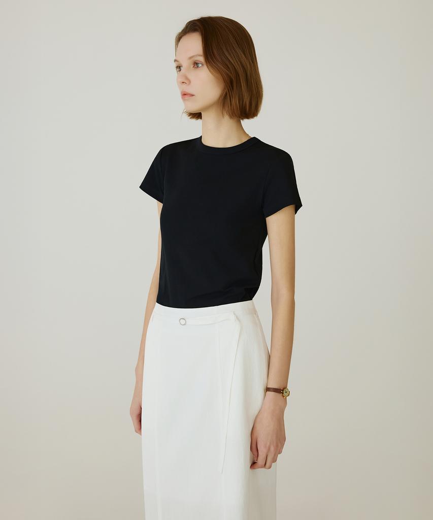 Siyajyu Sitp5275 Slim Ribbed Short Sleeve T-Shirt_Black