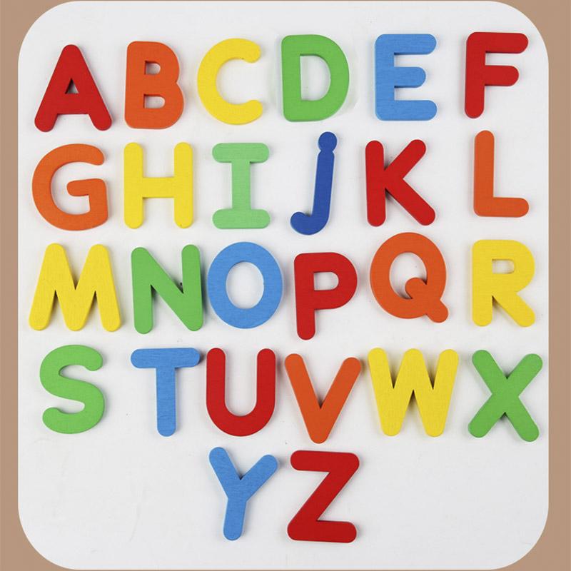 Kids Montessori Wooden English Letter Set Uppercase Lowercase Letters Cognitive Spell Word Games Early Learning Educational Toys