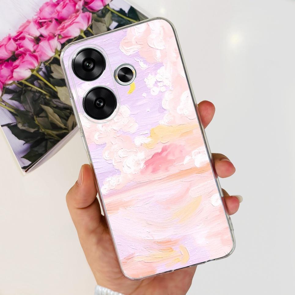Flower Butterfly Women Fashion Back Cover For Xiaomi Redmi Turbo 3 Phone Funda Transparent Soft TPU Silicone Coque For Poco F6