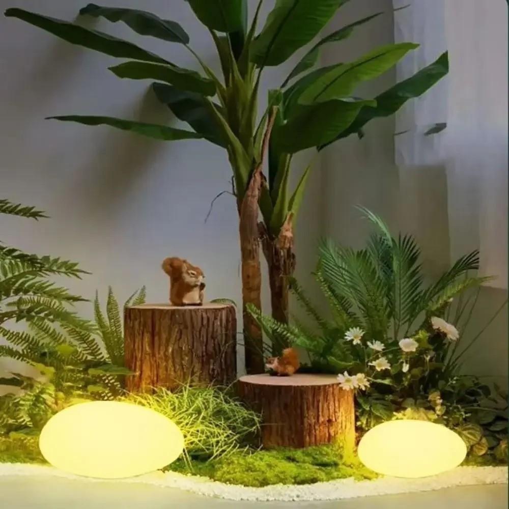 Solar Powered Solar Stone Light LED Solar Powered Rock Light Frosted Glass Ground Lamp Pathway