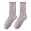 Winter and Autumn Mid-length Wool Socks with Embroidered Rolled Edges, Soft and Warm, Straight and Fluffy Socks, Versatile Socks