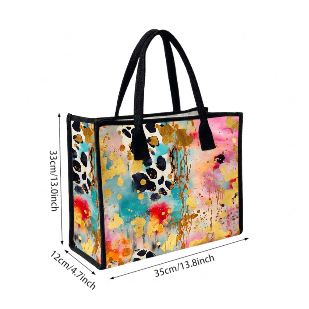 Abstract Print Fashion Tote Bag Stylish Daily Carry Handbag for Outdoor Use