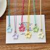 Dopamine Color Flower Long Rope Necklace Women Hollow Flower Pendant Necklace Adjustable Knot Sweater Chain Party Jewerly