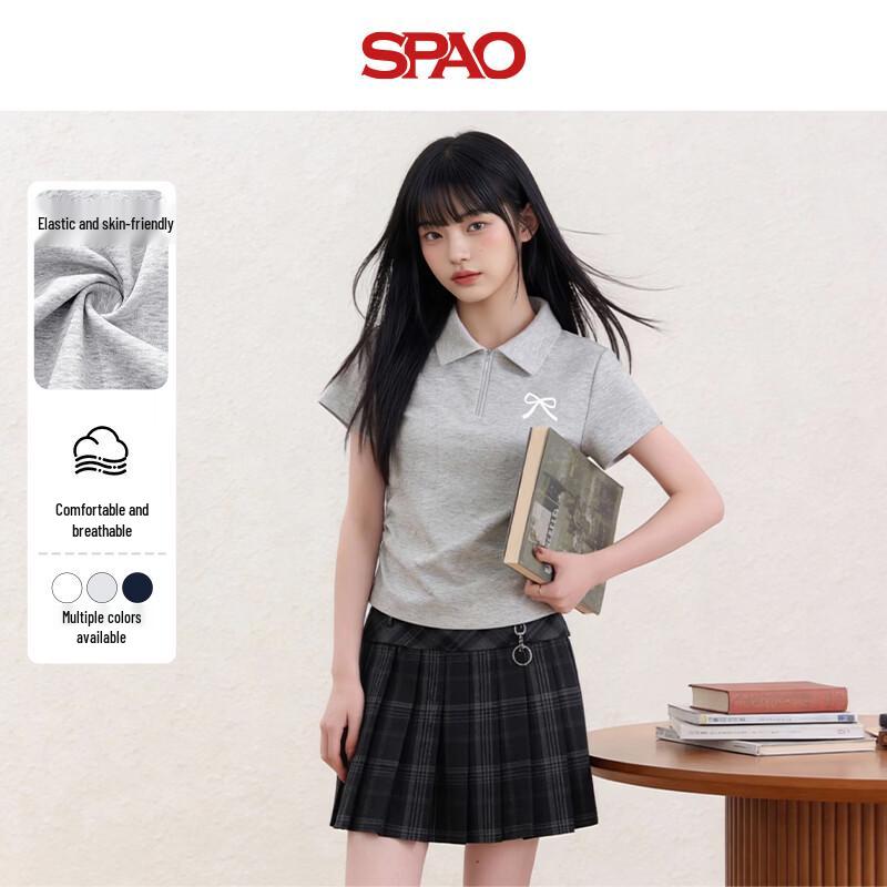 Women s Slim Fit Polo T-Shirt with Pleats & Bow Detail S