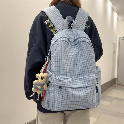 Plaid Print Women Backpack Student Schoolbag Travel Backpack