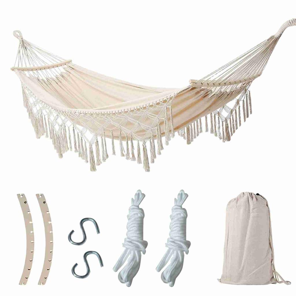 Double Macrame Hammock Double Macrame Hammock Two Person Swing Bed for Beach Yard Bedroom Patio