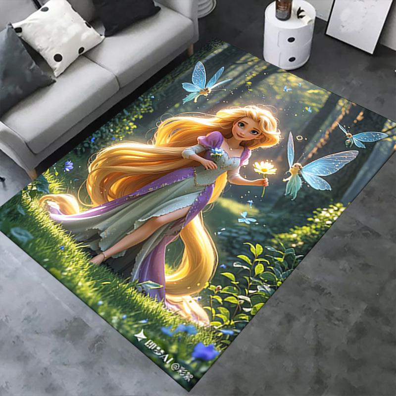 3D Printed Princess,Rapunzel,Butterflies Anti-Slip Rug - Machine Washable Office Rug for Living Room, Bedroom, Office - Multiple Sizes