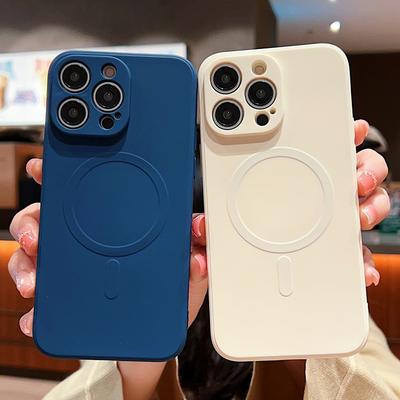 Liquid Silicone Magnetic Camera Protection Phone Case For iPhone 14 Pro Max 13 12 11 Pro Max X XR XS Max 7 8 Plus Soft TPU Cover