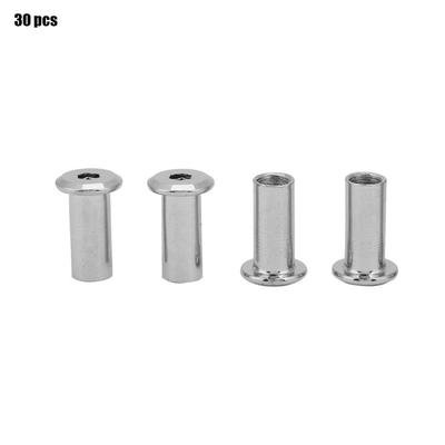 Iron Plated Nickel Flat Nuts Hex Nut Round Head Sleeve Furniture(M8*22 30PCS )