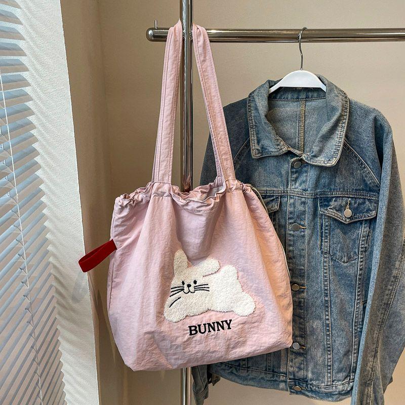 

Large Capacity Tote Bag Female 2025 New Arrival Cute Lamb Canvas Bag Easiest for Match Student Class Commuter Shoulder Bag Pink Rabbit