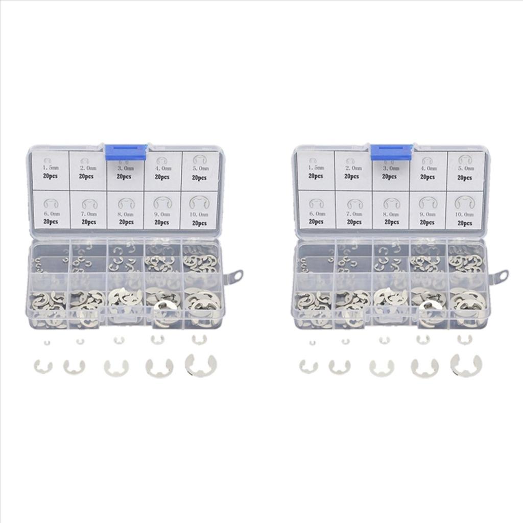 ABWR-240 PCS 304 Stainless Steel E Clip Washer Assortment Kit For Shaft Fastener M1.5-M10
