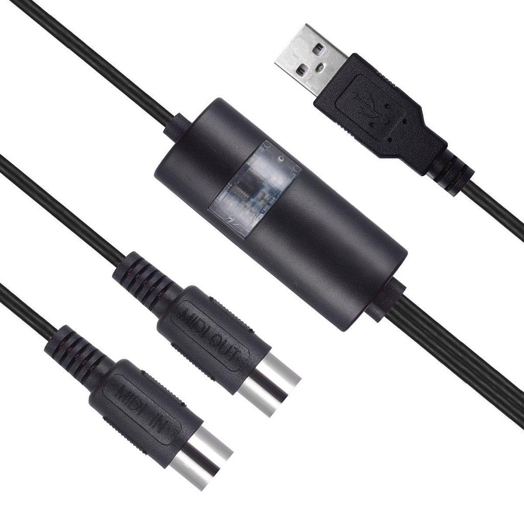 USB IN-OUT MIDI Cable Converter, Professional PC/ Laptop/ Mac To Music Keyboard Adapter Cord for Home Pinao Music Studio